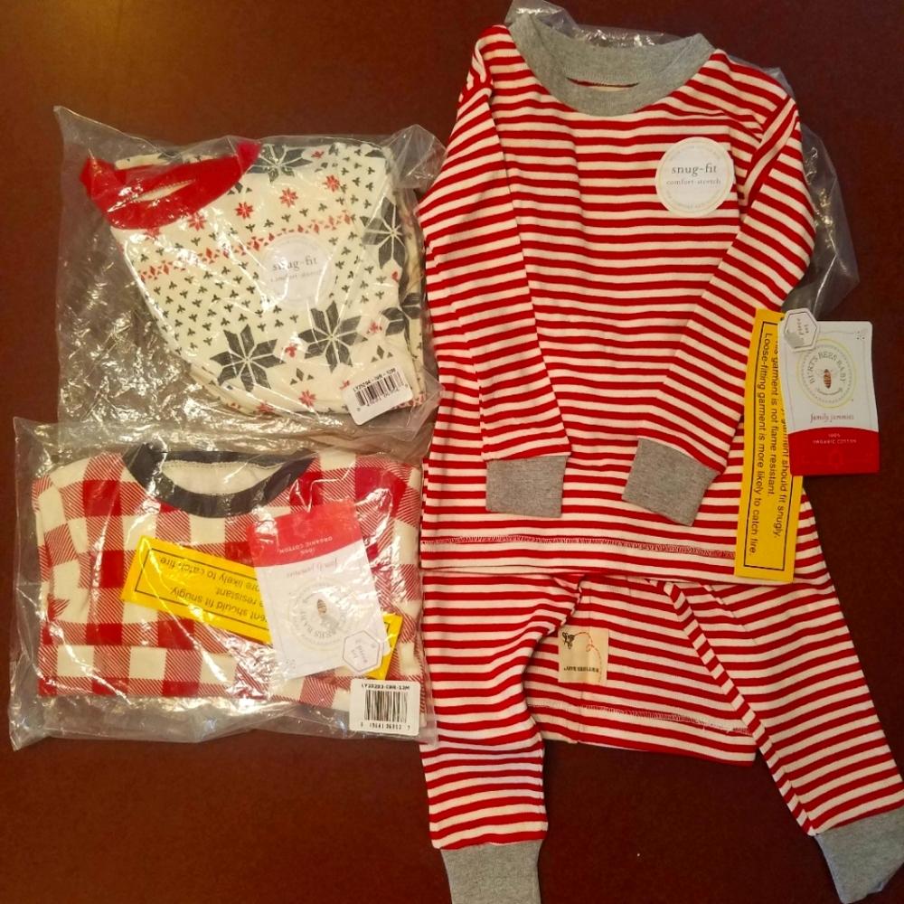 Burt's Bees Organic Cotton baby toddler pajamas PJs jammies Christmas